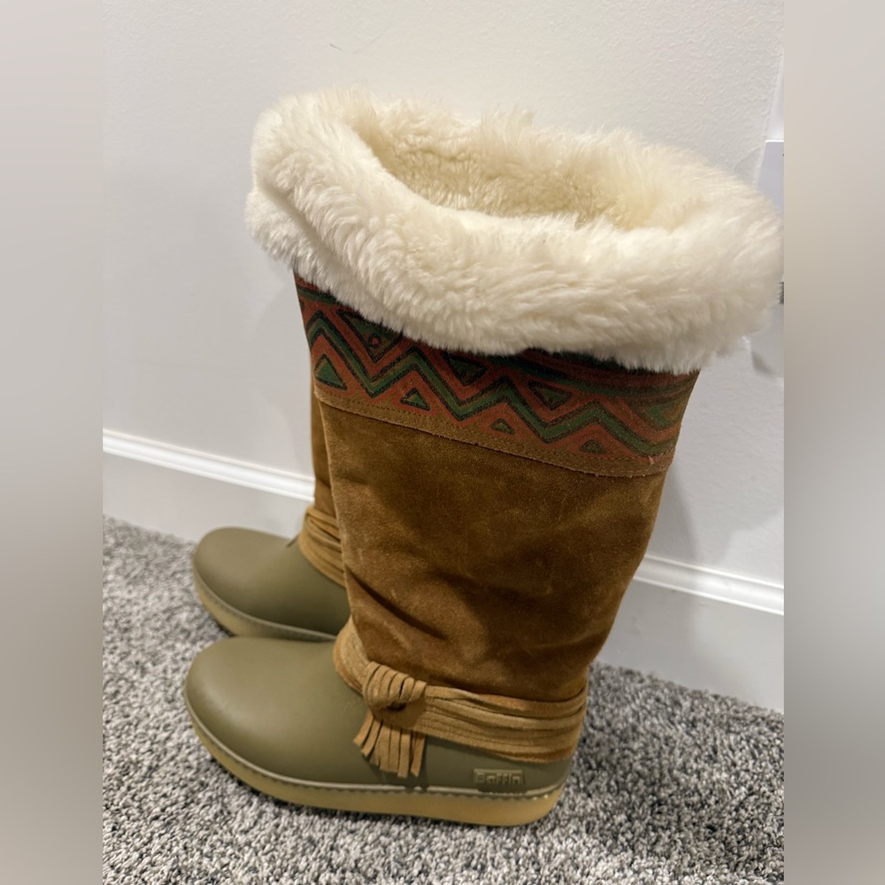 Vintage Baffin leather, rubber, and shearling winter boots, women's size 7 - Picture 4 of 10